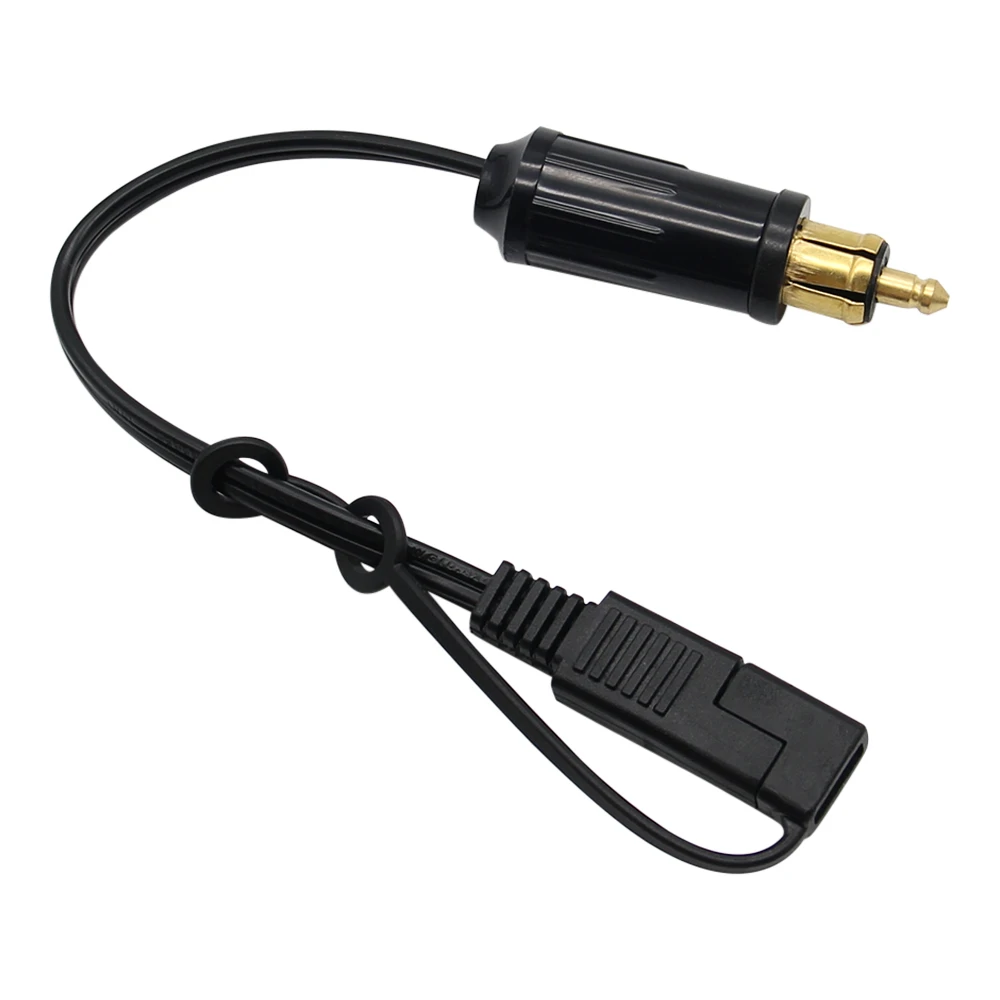 DIN Hella Powerlet Plug to SAE Battery Adapter Connector Cable 35cm 18AWG 10A for BMW Motorcycle with SAE to SAE Adapter