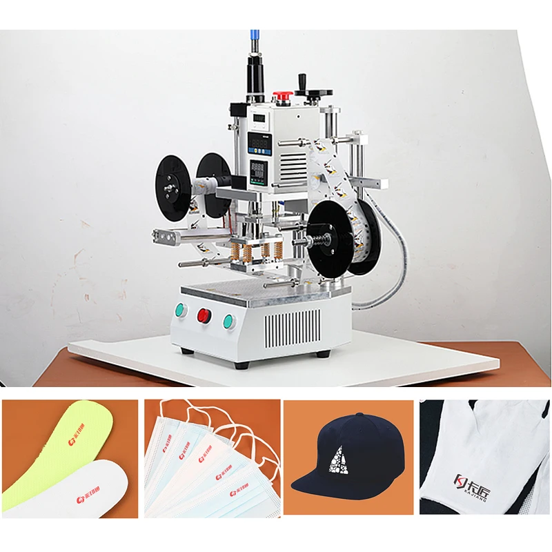 LY Pneumatic Hot Stamping Machine for Masks Hat Socks PVC Card Leather Logo Pattern Embossing 220V 110V Heat Transfer