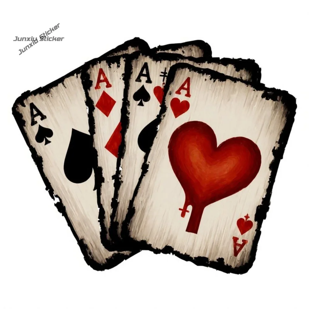 

Retro Ace of Spades/Hearts/Diamonds Car Vinyl Decal Sticker, Self-Adhesive Waterproof Sturdy Car Windows Body, Laptops, Helmets