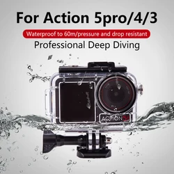 For DJI Osmo Action 5 Pro 4 3 60M Camera Protective Shell Waterproof PC Sports Camera Cover Transparent Tempered Glass