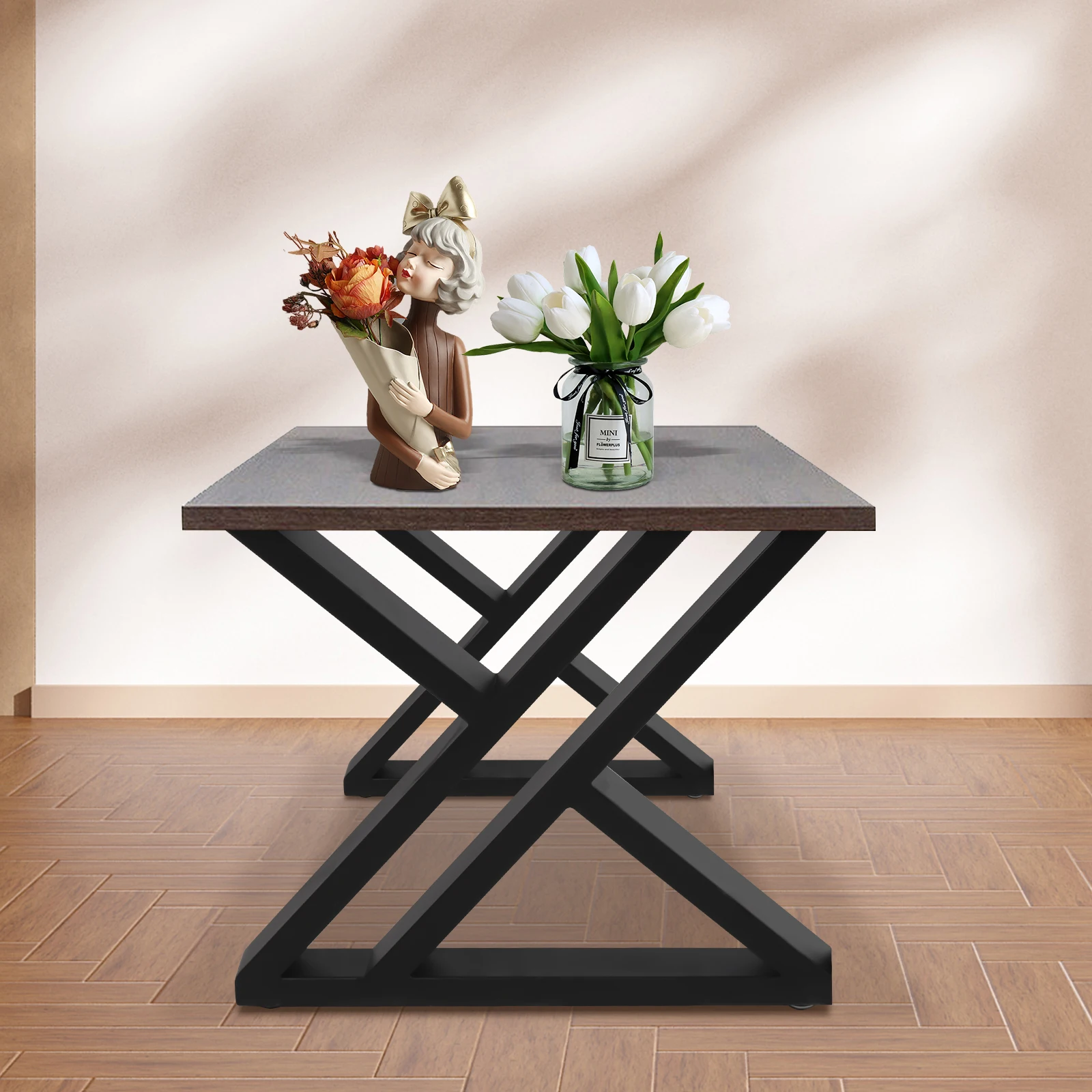 2 Stück X-förmige schwarze 16-Zoll-Vierkantrohr-Möbelbeine, moderne Metall-Couchtischbeine, industrielle, robuste Metall-Schreibtischbeine – Detail 4