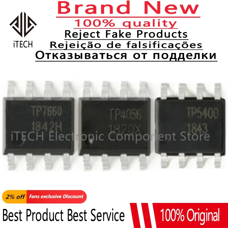 10pcs/lot Original TP7660H TP4056X-42-ESOP8 TP5400 TP4056-42-ESOP8 SOIC-8 SOP8 Power Chip New and Genuine Chips Ic