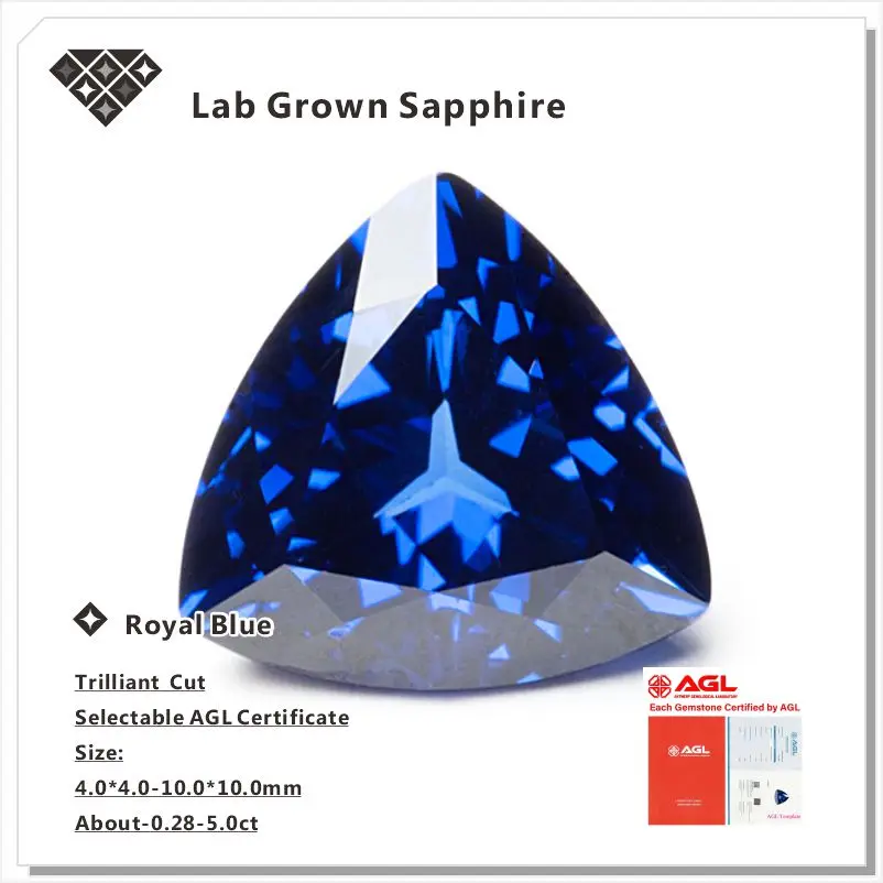 

Lab Grown Sapphire Royal Blue Color Trilliant Cut AAA+Clarity Gems For Jewelry Setting&Custom Design Selectable AGL Certificate