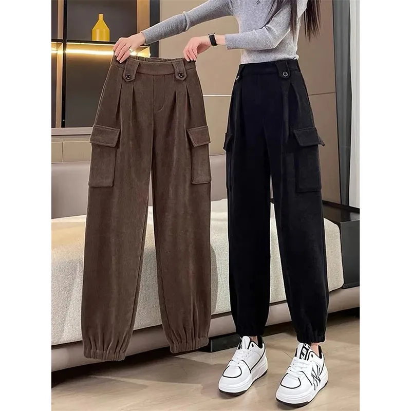 

Autumn Winter New Thicken Sports Overalls Women Radish Harem Pants Corduroy Trousers High Quality Fashion Ladies Casual Pants