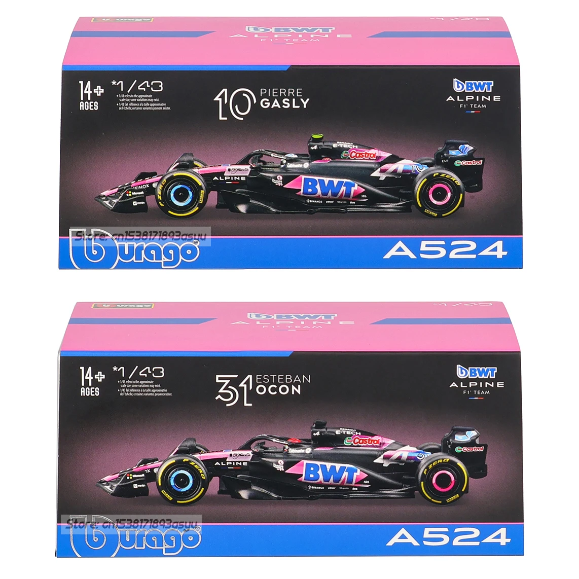 Bburago 1:43 Équipe Alpine F1 2024 A524 10 #   Pierre Gasly 31 #   Esteban Ocon – modèle de voiture en alliage, série de jouets, cadeau de collection, moulé sous pression