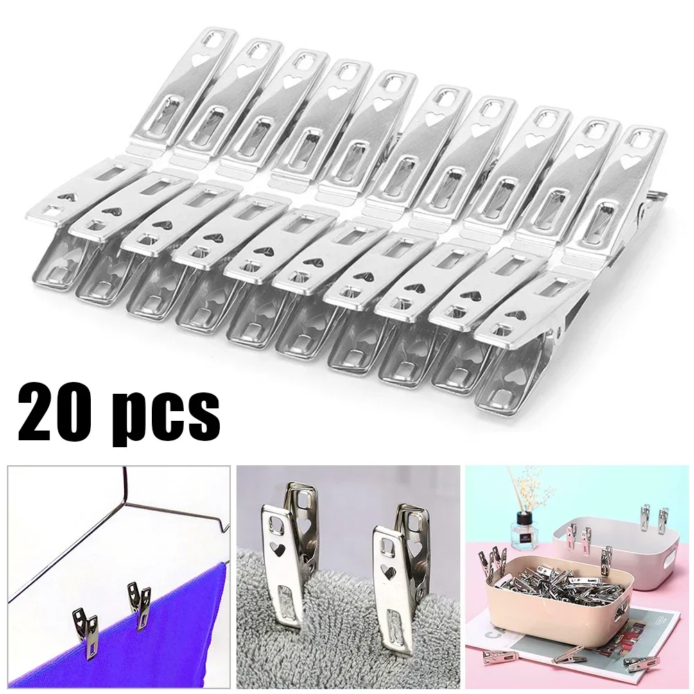 Stainless Steel Clothes Pegs, Heavy Duty laundry Clips, 20 Pack, Rust Resistant and Washable, designed to Last and Easy to Use