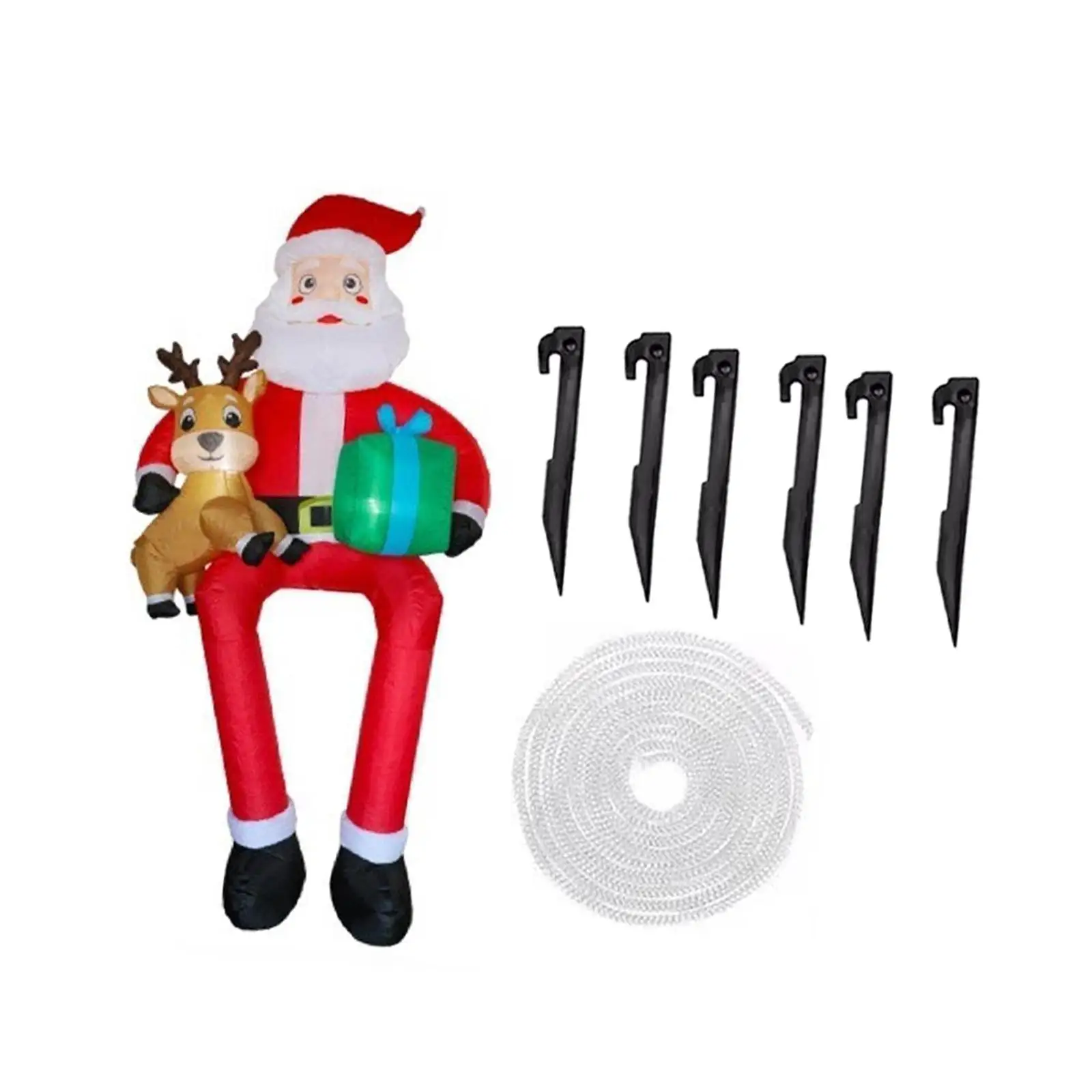 

Christmas Inflatable Santa Claus Polyester Gift Bag Led Yard Roof Hanging Decoration for Outdoor Window Wall New Year