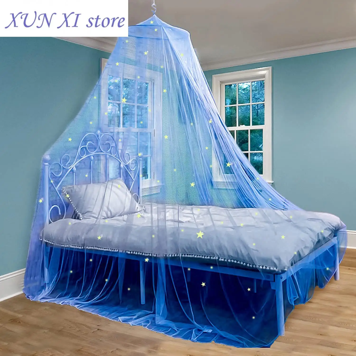 

2023 Bed Canopy For Girls With Glowing Stars - Princess Baby Canopy For Bed Netting Room Decor Ceiling Tent Kids Bed Curtains