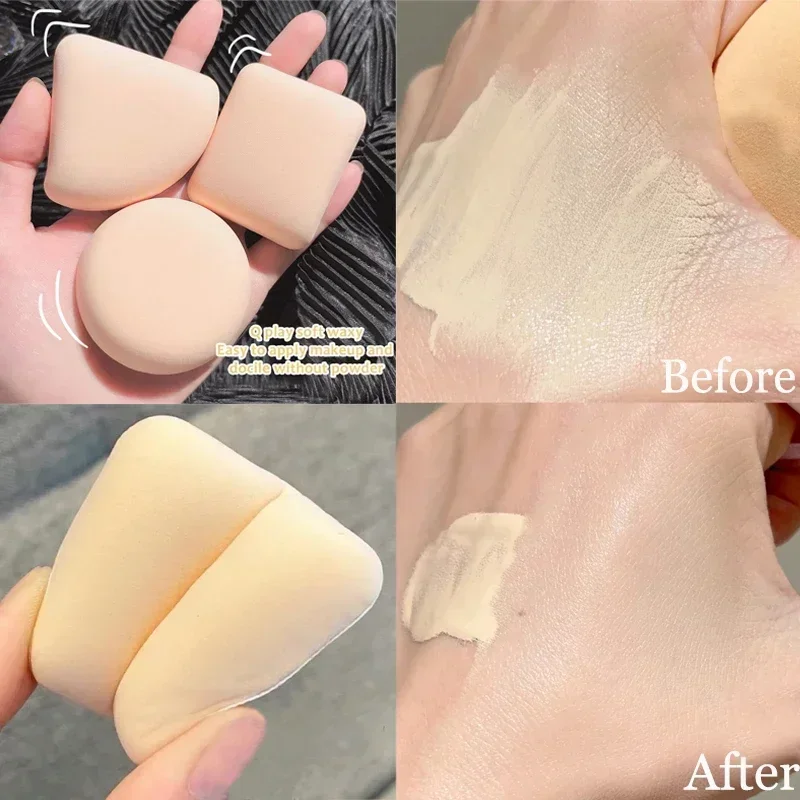 5 stuks make-up spons bladerdeeg met doos rond vierkant driehoek droog nat tweeërlei gebruik zacht luchtkussen foundation poederdons gemakkelijk wasbaar