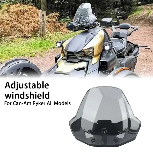 

For Can Am Ryker 600 900 Sport & Rally Edition Adjustable Front Translucent Clear Hard Coated Wind shield