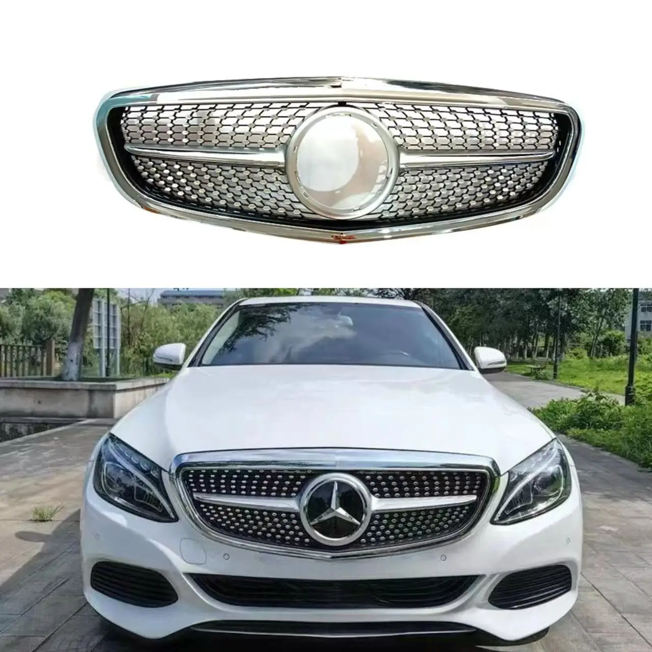 Applicable to  2015-2021 C-Class W205 administrative standing version modified   Starry Sky model grille