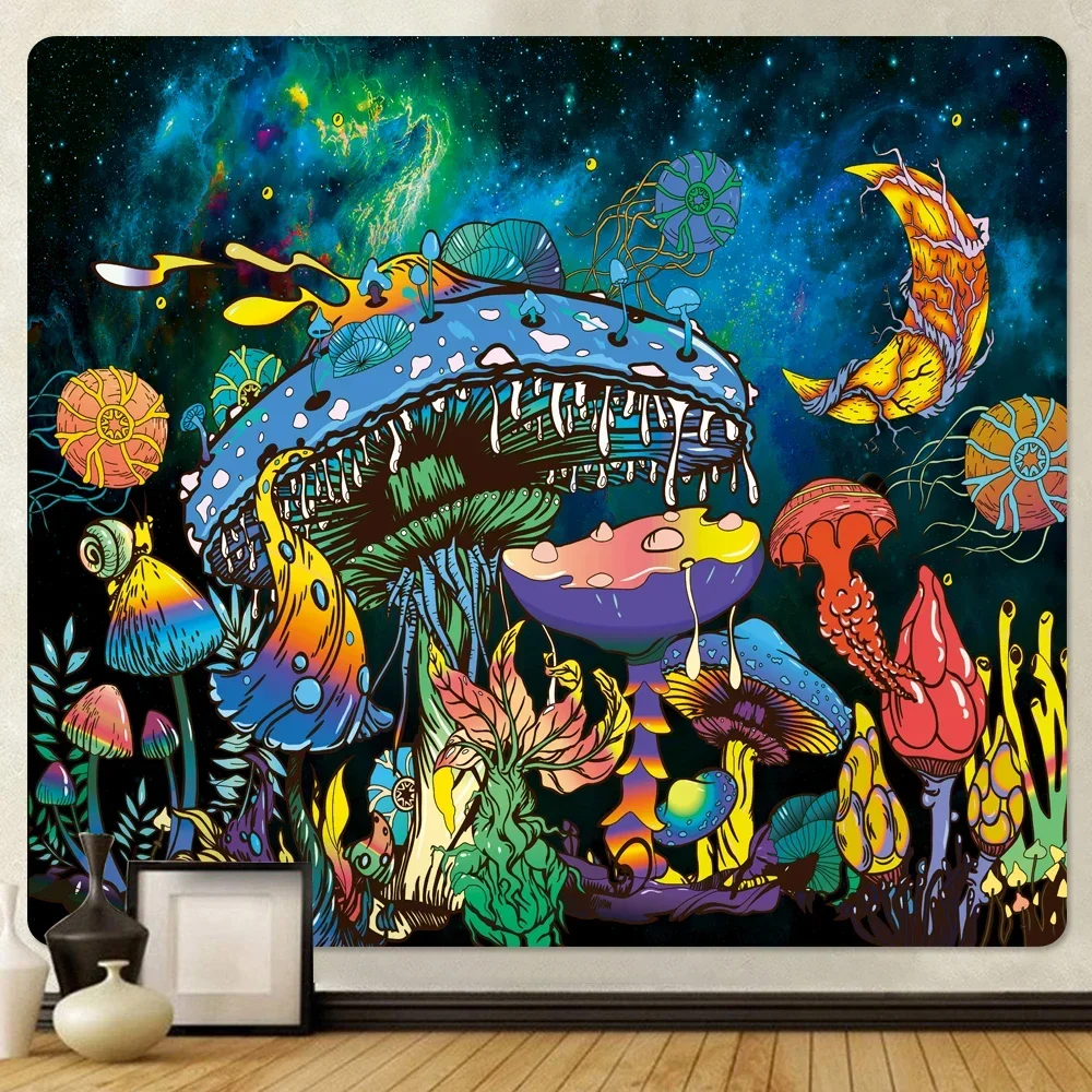 Mushroom psychedelic scene home decoration art tapestry Bohemian room wall decoration mandala background wall