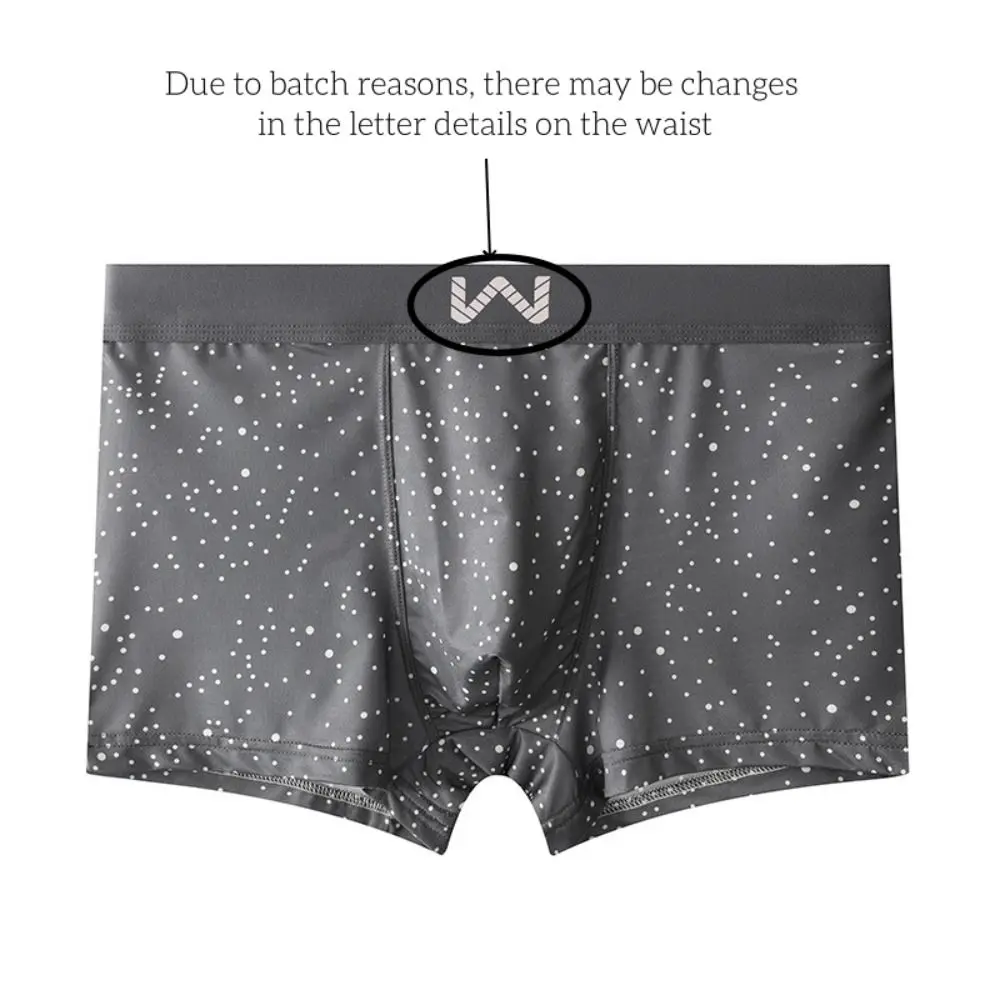 Quick Dry Mid Waist Summer Boxer Briefs Thin Seamless Men Shorts Underpants Dot Breathable Ice Silk Boxers Summer