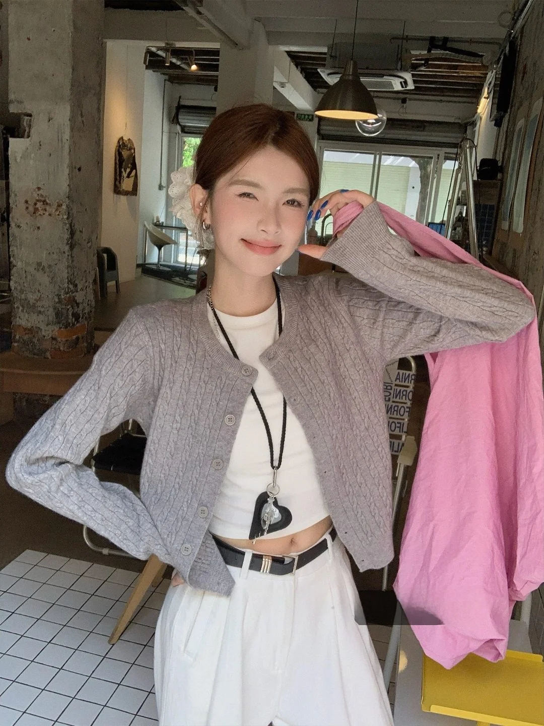 

Bla Knitted Twist Sweater Women's Outerwear Cardigan Faionable Winter Ciwalk Loose Fit Long Sve round Ne Top