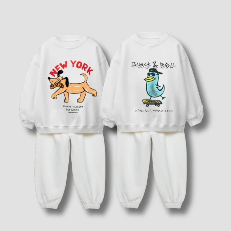 Kinder Sweatshirt + Jogginghose 2 teil/satz Herbst Kleidung Lose Mode Oansatz Hoodie Langarm Anzug Lässige Trainingsanzüge kinder