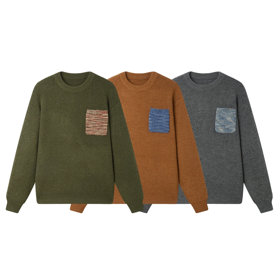 

Лоскутный дизайн с карманами, мужской свитер, трикотаж, эластичные пуловеры, зимнее качество, акриловая смесь, мягкие удобные Sueters De Hombre