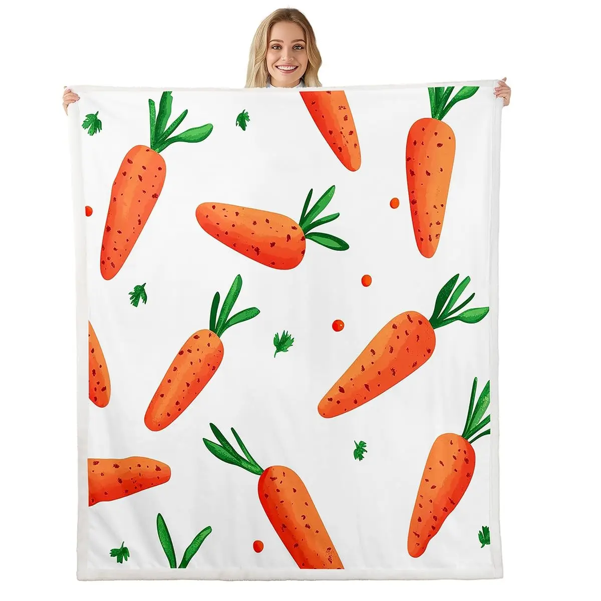 Cute Cartoon Carrot Blanket, Soft Flannel Throw Blanket for Couch Chair Bed Travel, Cozy Lightweight Warm Fluffy Fuzzy Blanket