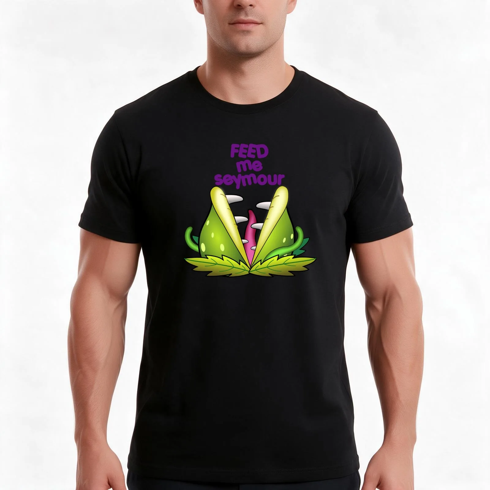 Venus Flytrap Feed Me Seymour Ode to the 80's T-Shirt, Summer Casual Cotton Tee, Oversized Streetwear Tops, Unisex Men Women