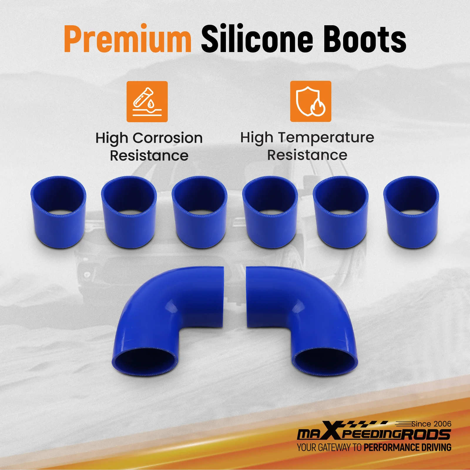 2.5 inch Universal Aluminum Intercooler Turbo Piping pipe Kit+ Silicone+Clamp