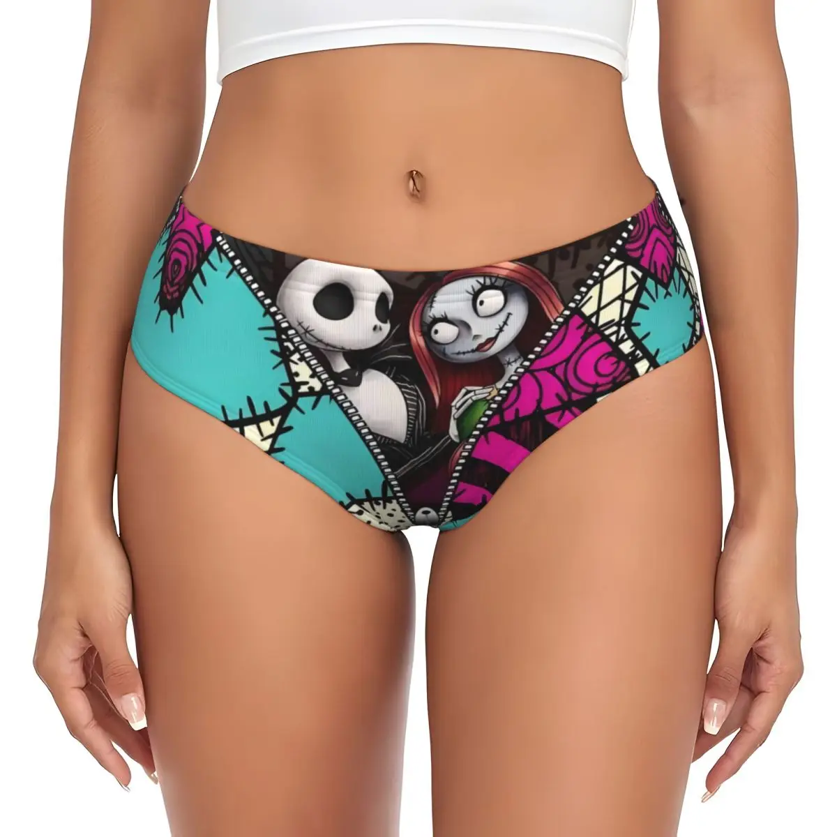 Benutzerdefinierte The Nightmare Before Halloween Jack Skellington Cartoon Slips Unterwäsche Damen Bequeme Stretchhöschen