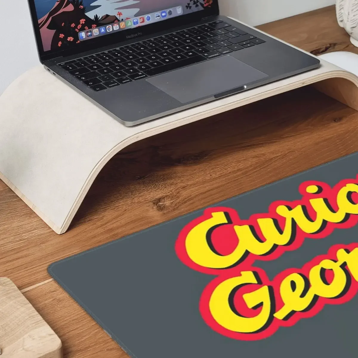 Curious George Hanging Around Large Mouse Pad Computer Keyboard Mouse Mat Gamer PC Laptop Desk Mat Office Accessories Table Mats