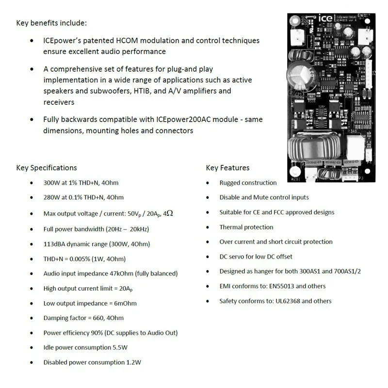 Papan HIFI, DHHiFi asli ICEPOWER 300A1 300W Kelas D modul penguat daya HIFI