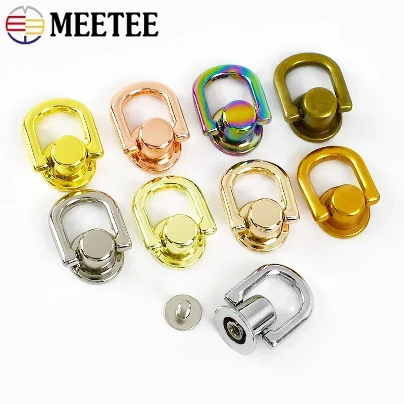 10-50Pcs 10mm Metal Carabiner Bag Rivet Buckle Chain O D Ring Hook Strap Side Clip Screw Nail Rings Connector Clasp Accessory