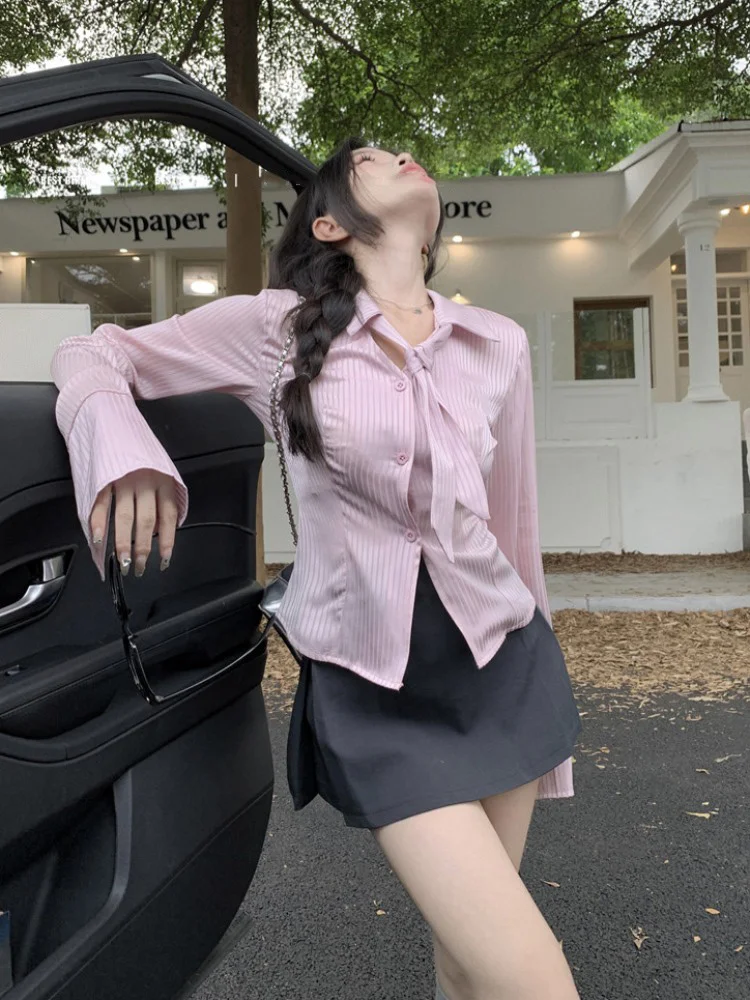 قمصان طويلة الأكمام للمرأة الدانتيل البولكا نقطة فضفاضة تناسب بوهو المؤنث رومانسية أنيقة شاطئ الربيع ملابس يومية الموضة العصرية Ins #4