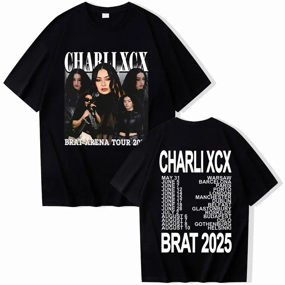 Charli Xcx Brat Arena Album Tour 2025 Graphic T-shirt Men Women Hip Hop Aesthetic Fashion Cotton Short Sleeve T Shirt Streetwear