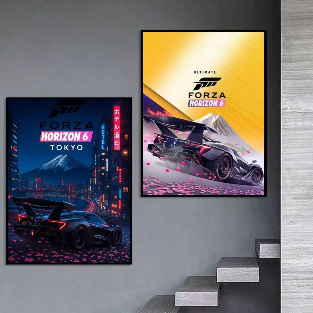 Game F-Forza H-Horizon-6 Speed Storm Japan Poster Self-adhesive Art Waterproof Paper Sticker Coffee House Bar Room Wall Decor