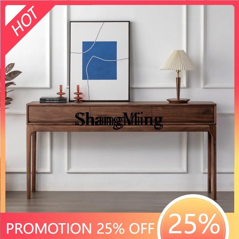 

SM household black walnut all solid wood entrance cabinet simple tall cabinet new Chinese style foyer side cabinet