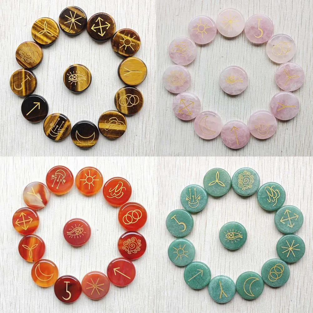 Nowy kamień naturalny czerwony agat Divinatio runy alfabet litery piaskowane Symbol uzdrawiająca energia Amulet Reiki 13 szt. Sprzedaż hurtowa