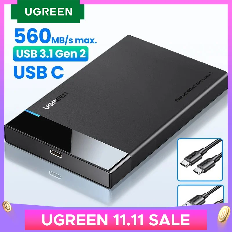 Ugreen Hdd Case 2.5 Sata Naar Usb 3.0 Adapter Harde Schijf Behuizing Voor Ssd Schijf Hdd Box Type C
