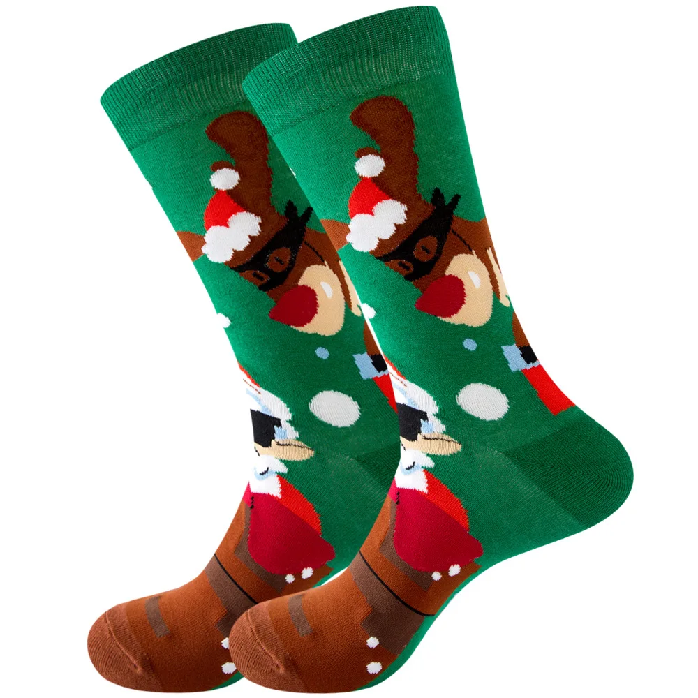 Calcetines de algodón para hombre y mujer, calcetín de Navidad, Halloween, celebración, Papá Noel, alce, galletas, nieve, divertido, EU38-46