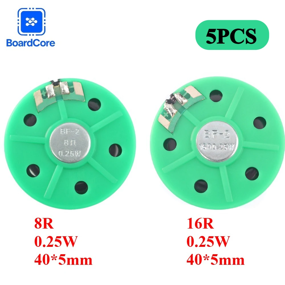 5PCS 40MM Diametro Altoparlante 8/16Ohm 0.25W Custodia In Plastica Magnete Interno 40MM × 5MM 8R/16R 0.25 Watt Altoparlante per Auto Giocattolo clacson