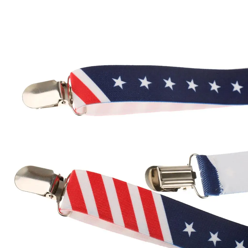 Bretelle clip-on unisex per adulti con bandiera americana e stelle # 2