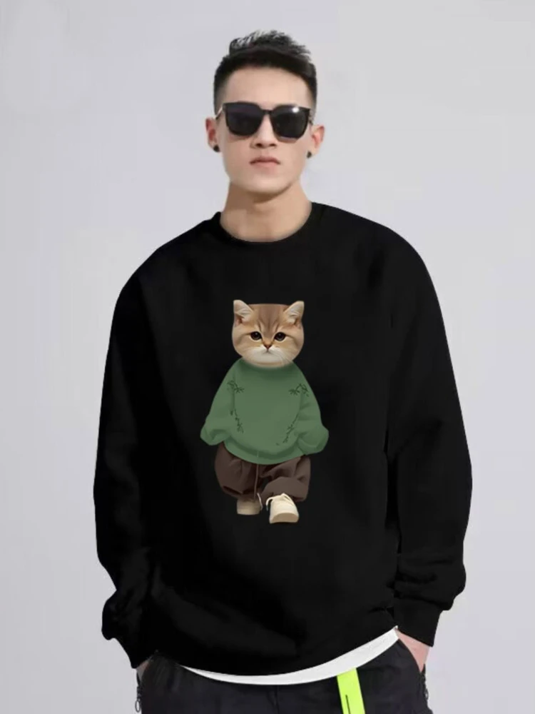 

Свободная толстовка с длинными рукавами и флисовой подкладкой, зимний дизайн, с мультяшным принтом, повседневный топ, модная уличная одежда, молодежная мода