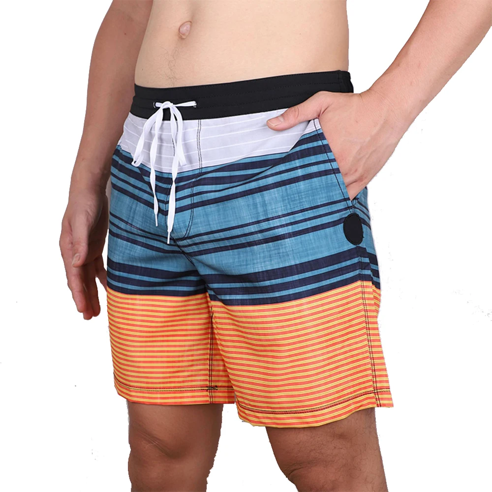 Pantalones cortos de secado rápido para hombre, Shorts de playa con etiqueta, para natación, elásticos, deportivos, resistentes al agua