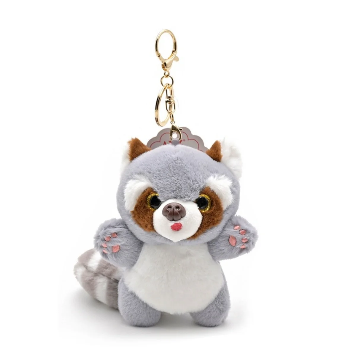 Cute Raccoon Plush Pendant Keychain 3D Eyes Lovely Long Tail Raccoon Plushies Ornament Backpack Accessorie Gift