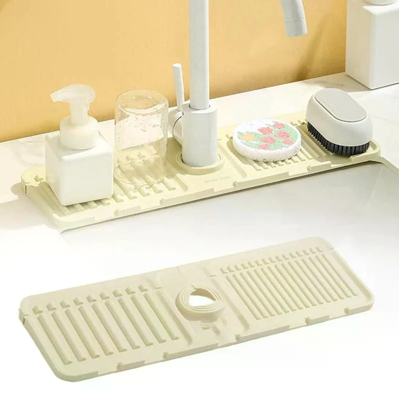 Water Tap Drain Mat Anti-Splash Silicone Kitchen Sink Backsplash Cuttable And Foldable