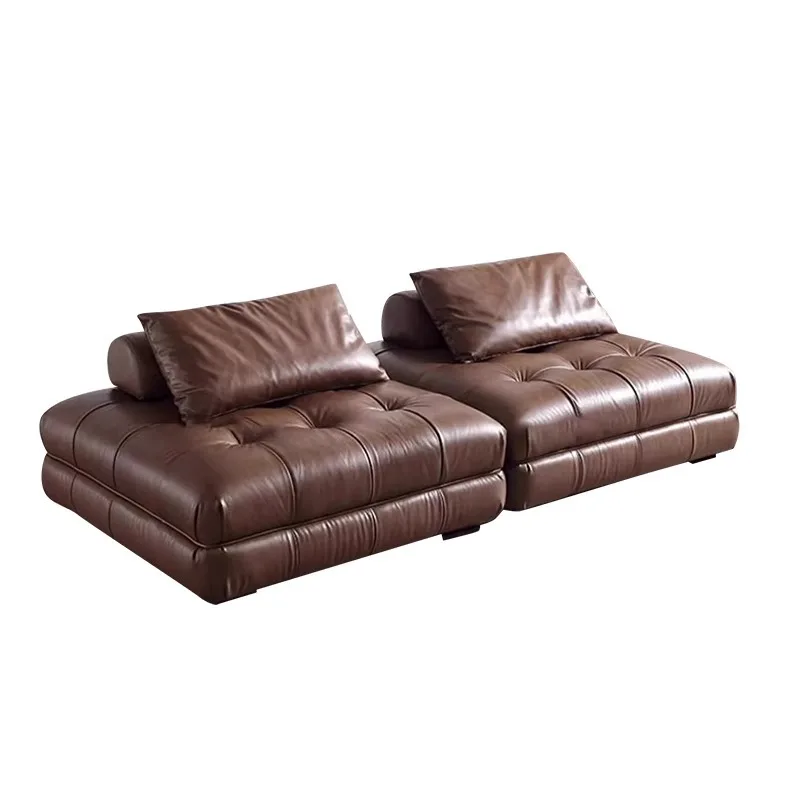 

Italian minimalist leather sofa first layer cowhide modern minimalist tofu block living room module square sofa