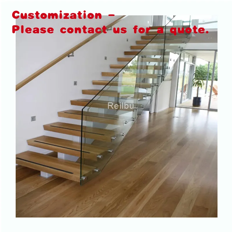 

custom.Reilbu Modern Style Single Stringer Open Riser Stair Indoor & Outdoor