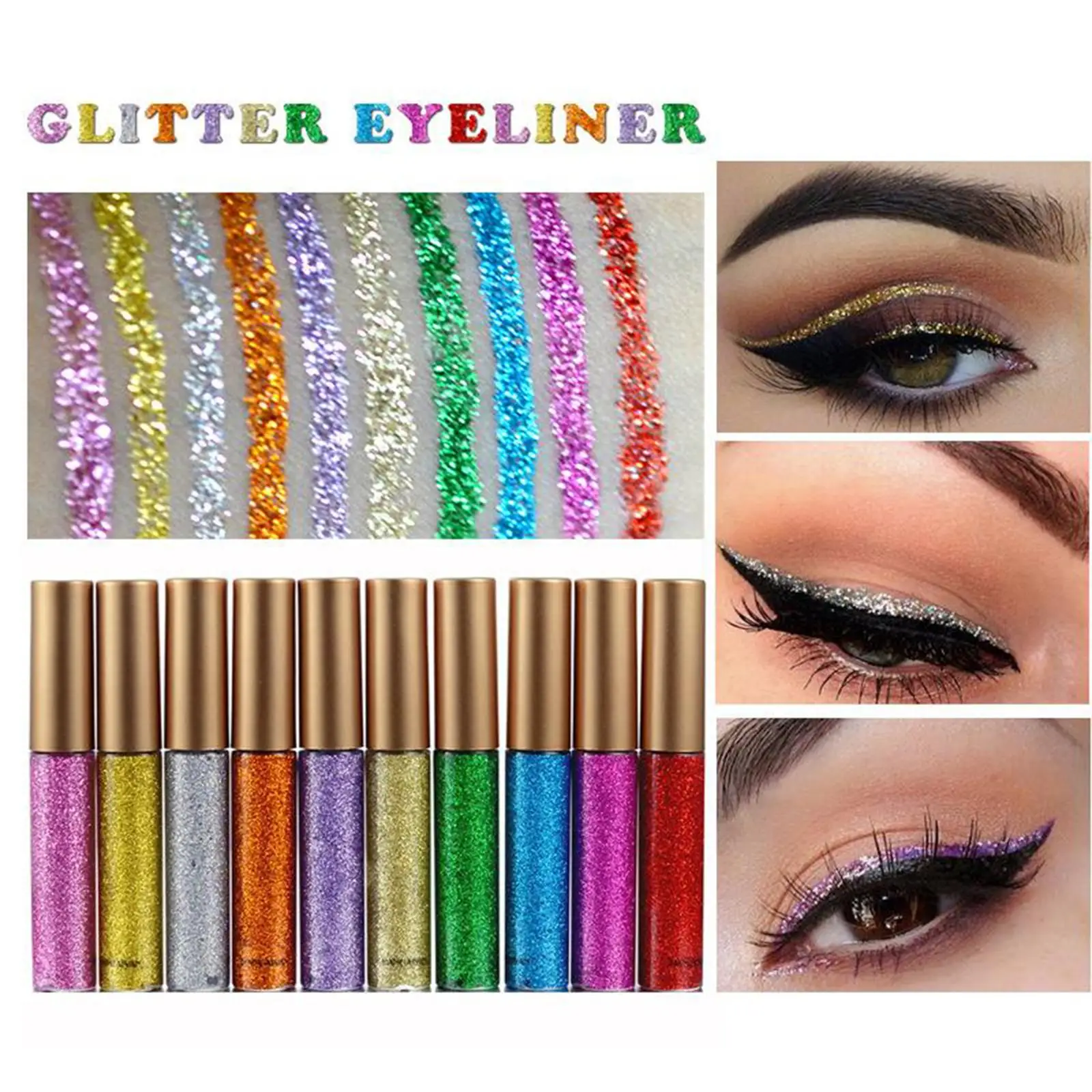 10 Kleuren Vloeibare Glitter Oogschaduw Sprankelende Oogschaduw Hoog Gepigmenteerd