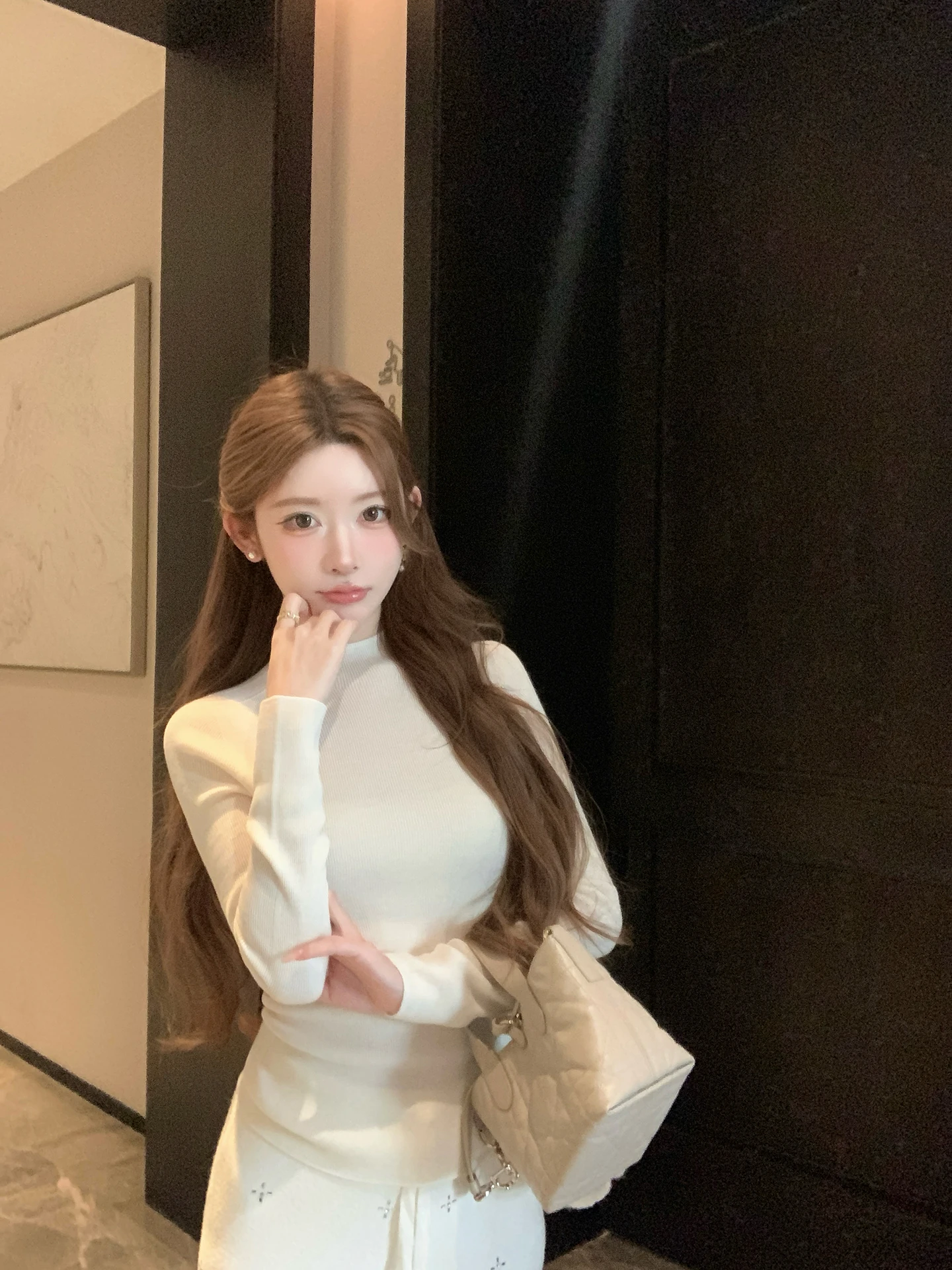 

NMIOK 00 Шерстяной облегающий теплый вязаный базовый слой, нижняя одежда, зимний, новый, универсальный, простой дизайн, женский топ