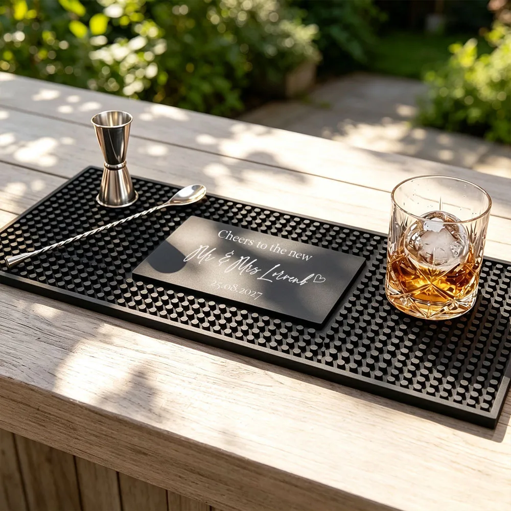 Customizable Non-Slip Bar Mat with Name and Year, Anti-Spill Wine Bar Mat, Home Party Decoration, Gift for Groomsmen & Cocktail