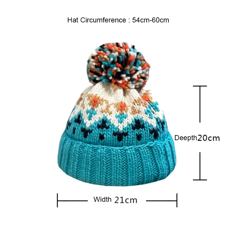 Gorro de lã quente colorido para homens e mulheres, skullies de esqui com todos os jogos, gorros, chapéus Pom Pom, chapéus bombardeiros Earflaps,