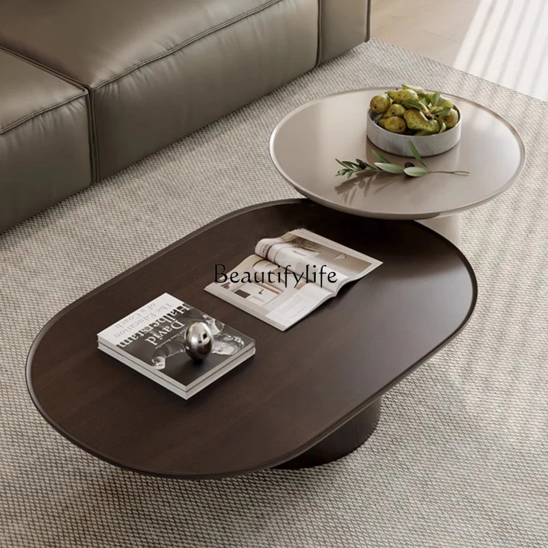 

Wabi Sansan oval small apartment living room coffee table combination Italian minimalist tea table Nordic