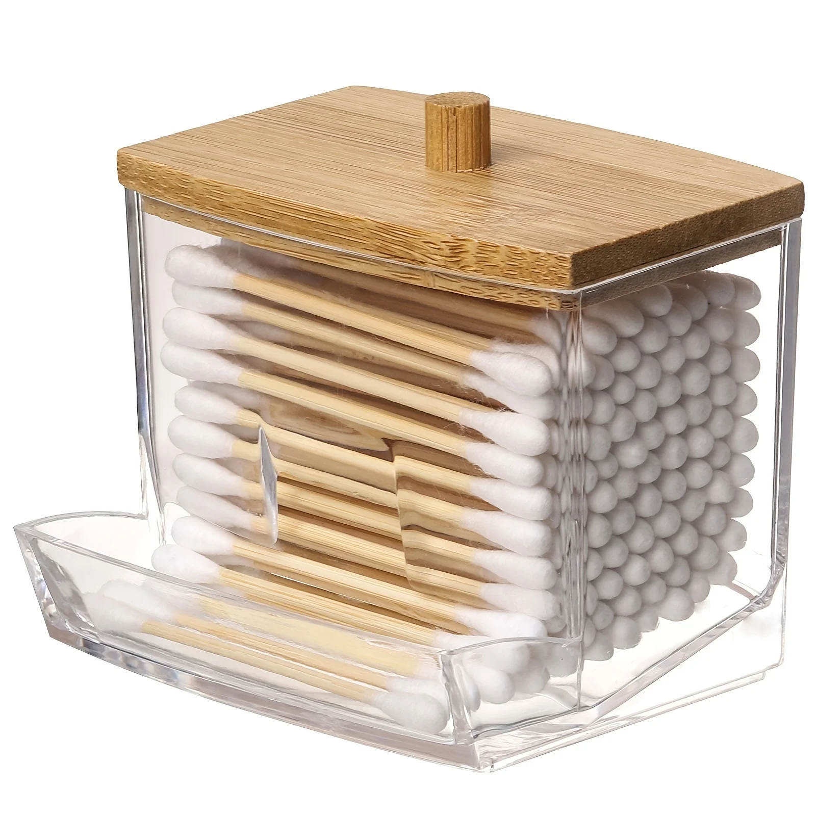 

1pc 7 Oz Cotton Swab Pads Holder Organize And Store Cotton Buds In Style With Wood Lids Perfect For Bathroom And Apothecary Jars