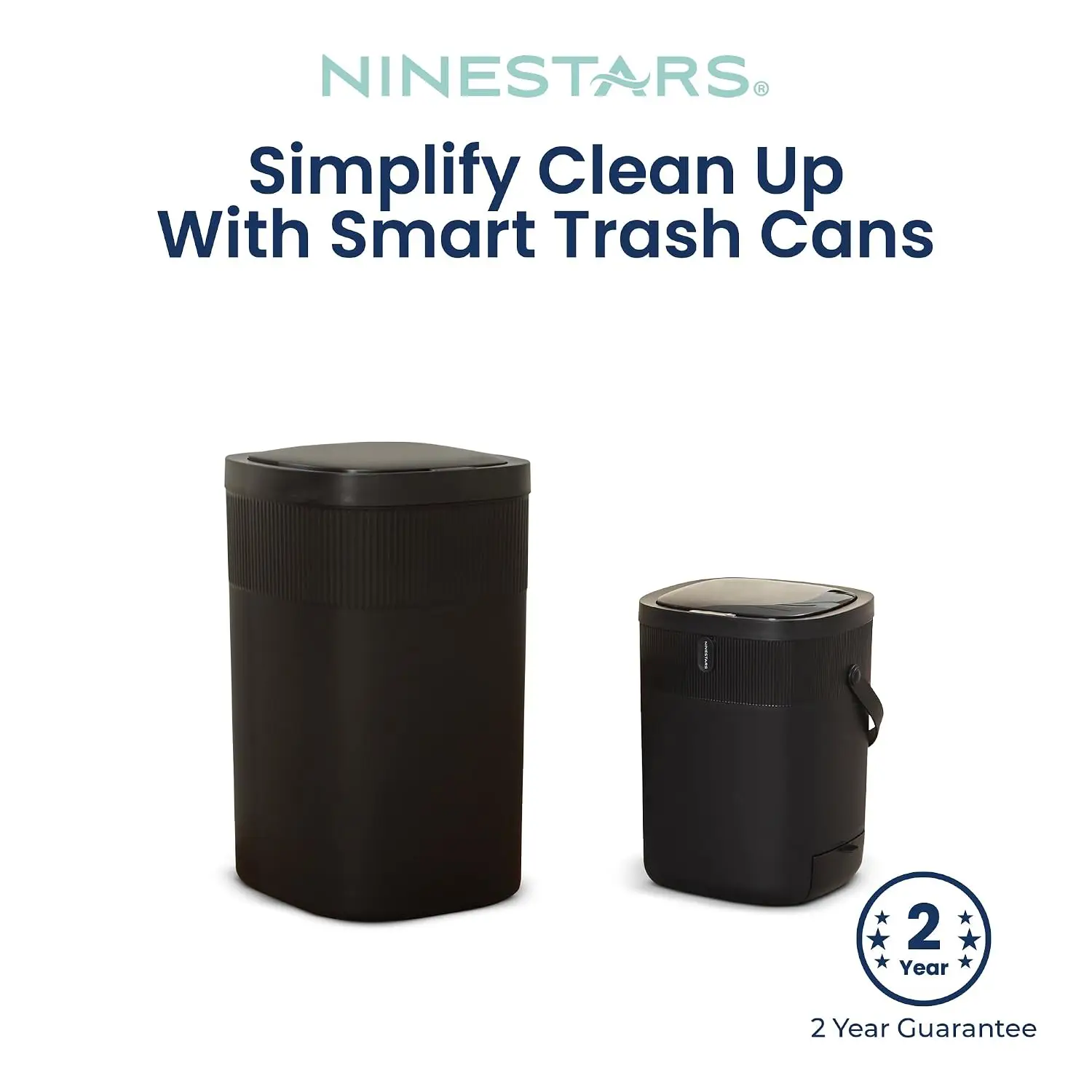 13.2 Gallon Automatic Trash Can, 50L + 12L Touchless Motion Sensor Garbage Can Set of 2 with Soft Close Lid, Liner Ring, Fingerp