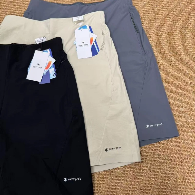snow peak Summer Sports Shorts Men Quick Dry Lightweight Drawstring Loose Casual Outdoo Cycling Running Gym Daily Travel Pants